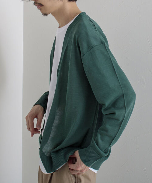 GLOSTER（グロスター）の「【GLOSTER/グロスター】サマーニットカーディガン（カーディガン/ボレロ・メンズ・チャコールグレー/グリーン/キナリ・MEDIUM/LARGE）」の18枚目の写真