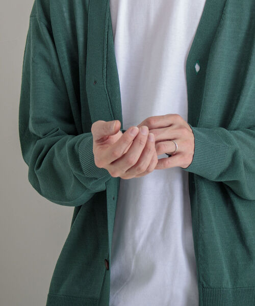 GLOSTER（グロスター）の「【GLOSTER/グロスター】サマーニットカーディガン（カーディガン/ボレロ・メンズ・チャコールグレー/グリーン/キナリ・MEDIUM/LARGE）」の19枚目の写真