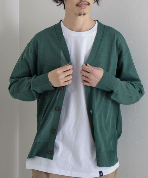 GLOSTER（グロスター）の「【GLOSTER/グロスター】サマーニットカーディガン（カーディガン/ボレロ・メンズ・チャコールグレー/グリーン/キナリ・MEDIUM/LARGE）」の20枚目の写真