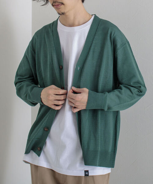 GLOSTER（グロスター）の「【GLOSTER/グロスター】サマーニットカーディガン（カーディガン/ボレロ・メンズ・チャコールグレー/グリーン/キナリ・MEDIUM/LARGE）」の21枚目の写真