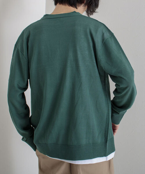 GLOSTER（グロスター）の「【GLOSTER/グロスター】サマーニットカーディガン（カーディガン/ボレロ・メンズ・チャコールグレー/グリーン/キナリ・MEDIUM/LARGE）」の22枚目の写真