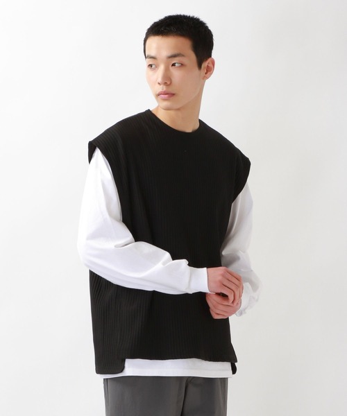 ALAND(エーランド)の「3.3Field Trip/PLEATSノースリーブ 2275824(ベスト・メンズ・アイボリー/ブラック・FREE)」の5枚目の写真