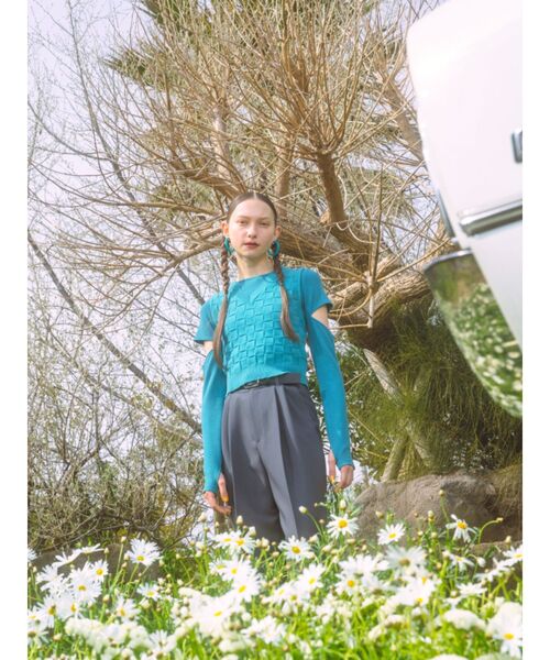 EMODA（エモダ）の「チェッカーニットタンクトップ（タンクトップ・レディース・ホワイト/ブラック/イエロー/ブルー・FREE）」の6枚目の写真