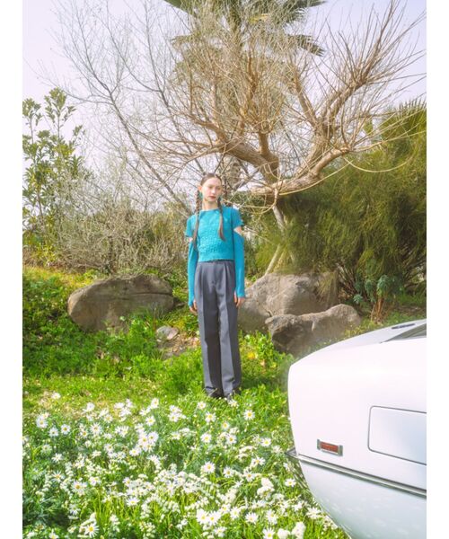 EMODA（エモダ）の「チェッカーニットタンクトップ（タンクトップ・レディース・ホワイト/ブラック/イエロー/ブルー・FREE）」の7枚目の写真