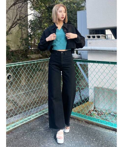 EMODA（エモダ）の「チェッカーニットタンクトップ（タンクトップ・レディース・ホワイト/ブラック/イエロー/ブルー・FREE）」の18枚目の写真