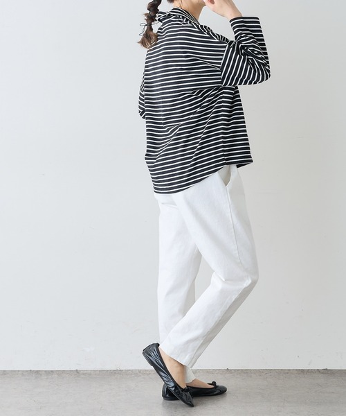 ボーダーハーフジッププルオーバー（Tシャツ/カットソー）｜PUAL CE