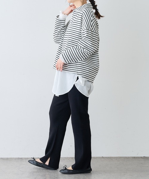 PUAL CE CIN（ピュアルセシン）の「ボーダーハーフジッププルオーバー（Tシャツ/カットソー・レディース・ホワイト×ブルー/ホワイト×ブラック/ブラック×ホワイト・FREE）」の12枚目の写真