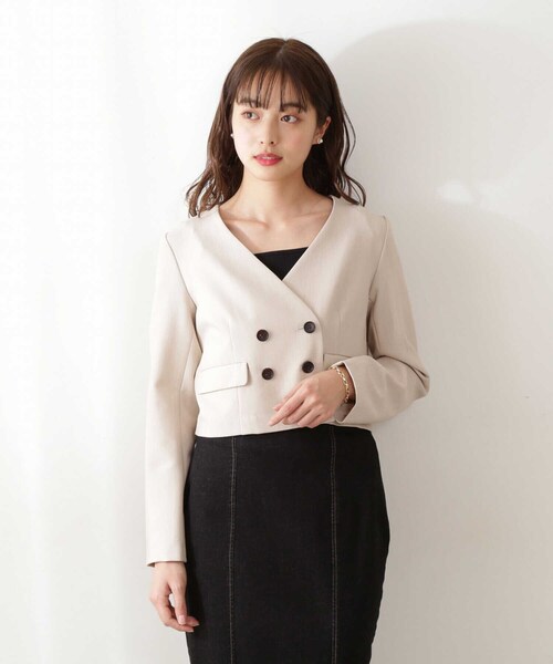PROPORTION BODY DRESSING（プロポーションボディドレッシング）の「ノーカラージャケット / 1212150302（テーラードジャケット・レディース・ベージュ/ブラウン・SMALL/MEDIUM）」の7枚目の写真