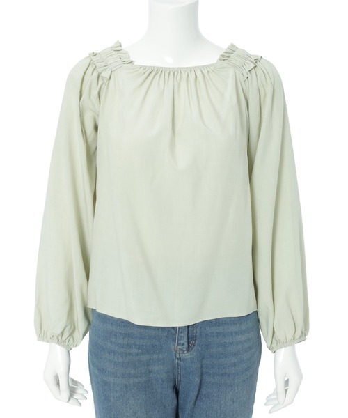 fifth(フィフス)の「スクエアネックギャザーブラウス(シャツ/ブラウス・レディース・ライトグリーン/ホワイト・M)」の11枚目の写真