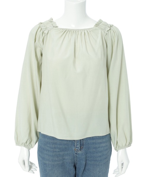 fifth(フィフス)の「スクエアネックギャザーブラウス(シャツ/ブラウス・レディース・ライトグリーン/ホワイト・M)」の13枚目の写真