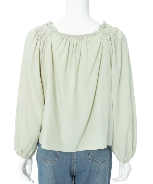 fifth(フィフス)の「スクエアネックギャザーブラウス(シャツ/ブラウス・レディース・ライトグリーン/ホワイト・M)」の15枚目の写真