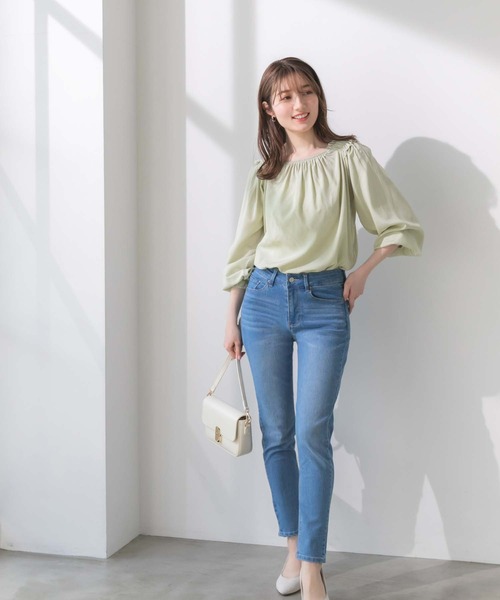 fifth(フィフス)の「スクエアネックギャザーブラウス(シャツ/ブラウス・レディース・ライトグリーン/ホワイト・M)」の8枚目の写真