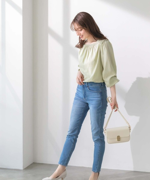 fifth(フィフス)の「スクエアネックギャザーブラウス(シャツ/ブラウス・レディース・ライトグリーン/ホワイト・M)」の9枚目の写真