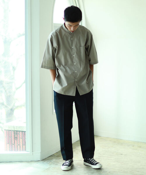 BEAMS（ビームス）の「BEAMS / バンドカラー イージーシャツ（シャツ/ブラウス・メンズ・ブルー系その他4/ベージュ・MEDIUM/LARGE/X-LARGE/SMALL）」の4枚目の写真