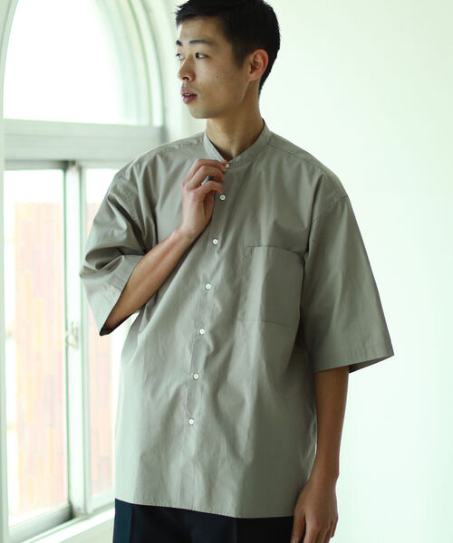 BEAMS（ビームス）の「BEAMS / バンドカラー イージーシャツ（シャツ/ブラウス・メンズ・ブルー系その他4/ベージュ・MEDIUM/LARGE/X-LARGE/SMALL）」の7枚目の写真