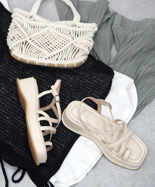 byあしながおじさん（バイアシナガオジサン）の「厚底ワントーンコードサンダル　-8740127（サンダル・レディース・ライトブルー/ブラック/ブラウン/アイボリー・LL/S/M/L）」の11枚目の写真