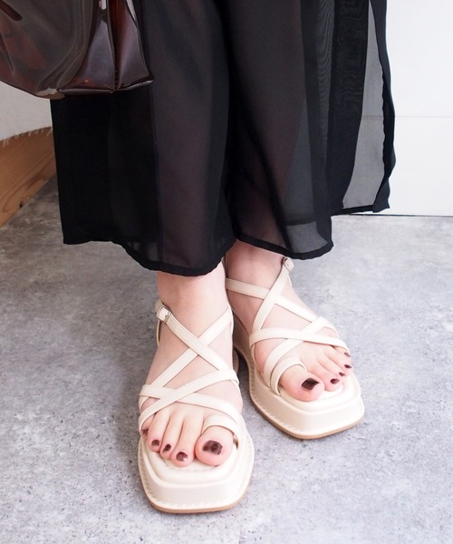 byあしながおじさん（バイアシナガオジサン）の「厚底ワントーンコードサンダル　-8740127（サンダル・レディース・ライトブルー/ブラック/ブラウン/アイボリー・LL/S/M/L）」の9枚目の写真