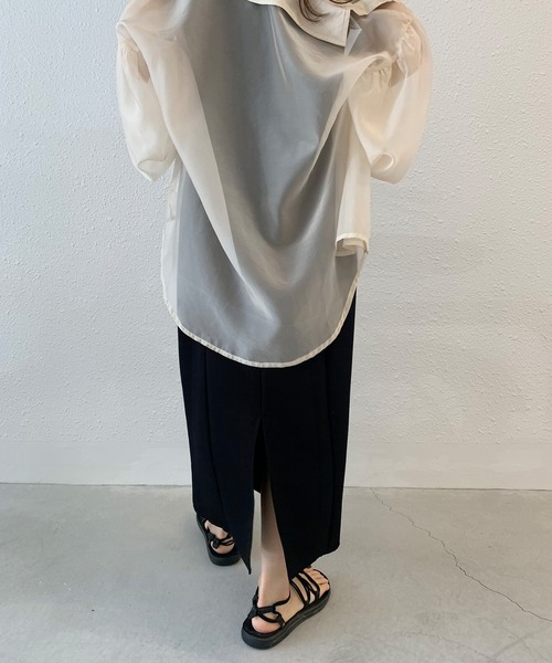 JUNOAH（ジュノア）の「Iラインキャミワンピース（ワンピース・レディース・ブラック/ブラウン/アイボリー/グレイッシュベージュ/ブルー/ミント・MEDIUM/LARGE/X-LARGE）」の8枚目の写真