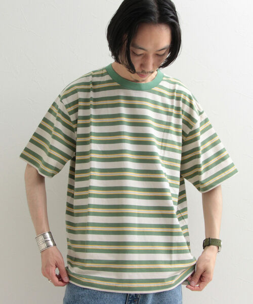 GLOSTER（グロスター）の「【GLOSTER/グロスター】ヴィンテージ加工 OLDボーダーTシャツ（Tシャツ/カットソー・メンズ・ブラック/レッド/ブルー/グリーン・MEDIUM/LARGE）」の12枚目の写真