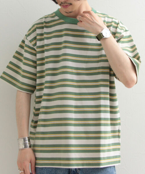 GLOSTER（グロスター）の「【GLOSTER/グロスター】ヴィンテージ加工 OLDボーダーTシャツ（Tシャツ/カットソー・メンズ・ブラック/レッド/ブルー/グリーン・MEDIUM/LARGE）」の11枚目の写真