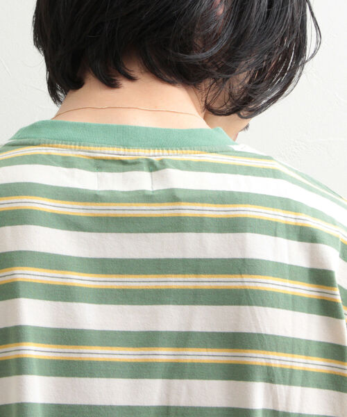 GLOSTER（グロスター）の「【GLOSTER/グロスター】ヴィンテージ加工 OLDボーダーTシャツ（Tシャツ/カットソー・メンズ・ブラック/レッド/ブルー/グリーン・MEDIUM/LARGE）」の7枚目の写真