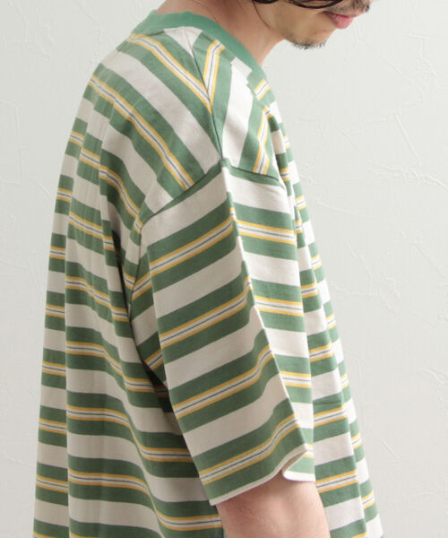 GLOSTER（グロスター）の「【GLOSTER/グロスター】ヴィンテージ加工 OLDボーダーTシャツ（Tシャツ/カットソー・メンズ・ブラック/レッド/ブルー/グリーン・MEDIUM/LARGE）」の6枚目の写真