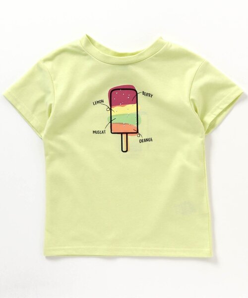 BREEZE（ブリーズ）の「アイスプリントTシャツ（Tシャツ/カットソー・キッズ・サーモンピンク/チャコール/イエロー/ライム/ピンク/レインボー/ベージュ/オフホワイト/サックスブルー/ライトグレー・90/100/110/120/80/130/140）」の5枚目の写真