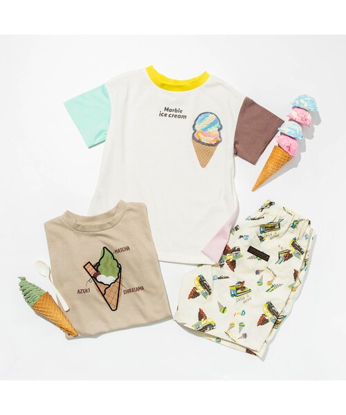 BREEZE（ブリーズ）の「アイスプリントTシャツ（Tシャツ/カットソー・キッズ・サーモンピンク/チャコール/イエロー/ライム/ピンク/レインボー/ベージュ/オフホワイト/サックスブルー/ライトグレー・90/100/110/120/80/130/140）」の15枚目の写真