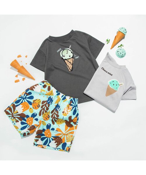 BREEZE（ブリーズ）の「アイスプリントTシャツ（Tシャツ/カットソー・キッズ・サーモンピンク/チャコール/イエロー/ライム/ピンク/レインボー/ベージュ/オフホワイト/サックスブルー/ライトグレー・90/100/110/120/80/130/140）」の16枚目の写真