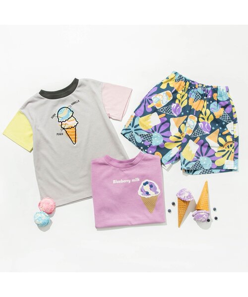 BREEZE（ブリーズ）の「アイスプリントTシャツ（Tシャツ/カットソー・キッズ・サーモンピンク/チャコール/イエロー/ライム/ピンク/レインボー/ベージュ/オフホワイト/サックスブルー/ライトグレー・90/100/110/120/80/130/140）」の17枚目の写真