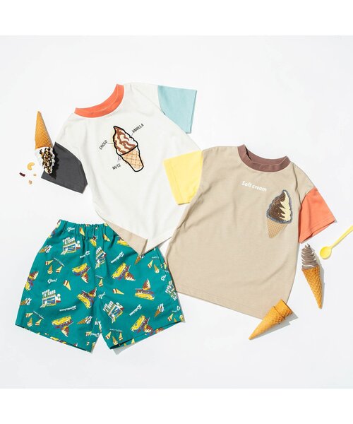 BREEZE（ブリーズ）の「アイスプリントTシャツ（Tシャツ/カットソー・キッズ・サーモンピンク/チャコール/イエロー/ライム/ピンク/レインボー/ベージュ/オフホワイト/サックスブルー/ライトグレー・90/100/110/120/80/130/140）」の20枚目の写真