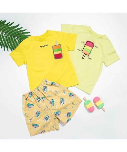 BREEZE（ブリーズ）の「アイスプリントTシャツ（Tシャツ/カットソー・キッズ・サーモンピンク/チャコール/イエロー/ライム/ピンク/レインボー/ベージュ/オフホワイト/サックスブルー/ライトグレー・90/100/110/120/80/130/140）」の21枚目の写真