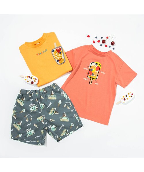 BREEZE（ブリーズ）の「アイスプリントTシャツ（Tシャツ/カットソー・キッズ・サーモンピンク/チャコール/イエロー/ライム/ピンク/レインボー/ベージュ/オフホワイト/サックスブルー/ライトグレー・90/100/110/120/80/130/140）」の22枚目の写真