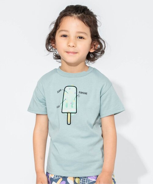 BREEZE（ブリーズ）の「アイスプリントTシャツ（Tシャツ/カットソー・キッズ・サーモンピンク/チャコール/イエロー/ライム/ピンク/レインボー/ベージュ/オフホワイト/サックスブルー/ライトグレー・90/100/110/120/80/130/140）」の14枚目の写真