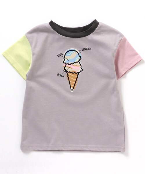 BREEZE（ブリーズ）の「アイスプリントTシャツ（Tシャツ/カットソー・キッズ・サーモンピンク/チャコール/イエロー/ライム/ピンク/レインボー/ベージュ/オフホワイト/サックスブルー/ライトグレー・90/100/110/120/80/130/140）」の11枚目の写真