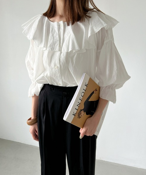 CLEA（クレア）の「シアーコットン２wayフリルブラウス（シャツ/ブラウス・レディース・ホワイト/ブラック・FREE）」の13枚目の写真