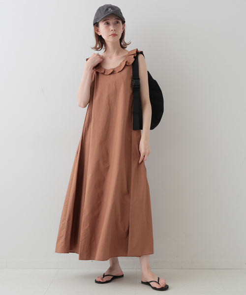 タイプライターフリルノースリーブワンピース（ワンピース