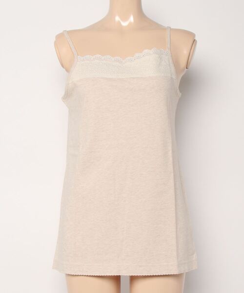Samansa Mos2（サマンサ モスモス）の「胸元レースキャミソール（キャミソール・レディース・ブラック/ベージュ/オフホワイト/キナリ・ﾌﾘ-）」の2枚目の写真