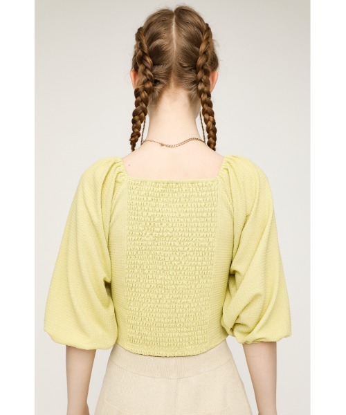 シャーリング Tシャツ [MARGARIN FINGERS] LACE SHIRRING TOP SLY（スライ）の「SHIRRING WRINKLE TOPS シャーリング トップス