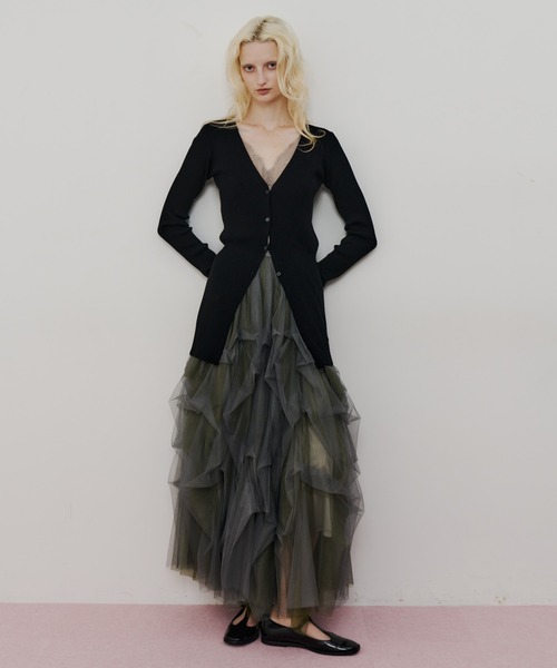 未使用級 ラベルエチュード Carrie ボリュームチュールスカート 黒 F Carrie(ボリュームチュールスカート)（スカート）｜LA BELLE ETUDE