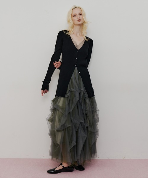 未使用級 ラベルエチュード Carrie ボリュームチュールスカート 黒 F Carrie(ボリュームチュールスカート)（スカート）｜LA BELLE ETUDE