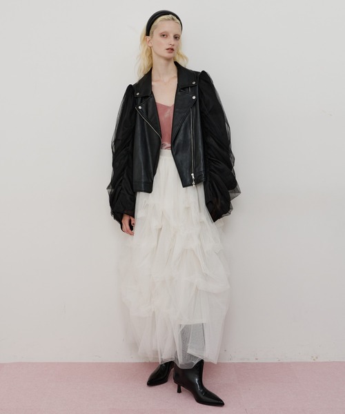 la belle etude carrie ホワイト チュール ロング スカート LA BELLE