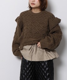 ポップコーンケーブル柄ドッキングプルオーバー