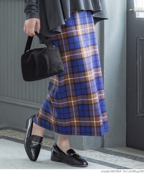 coca（coca）（コカ）の「チェック柄タイトスカート（スカート・レディース・ブラウン/ブルー・S/M/L）」の10枚目の写真