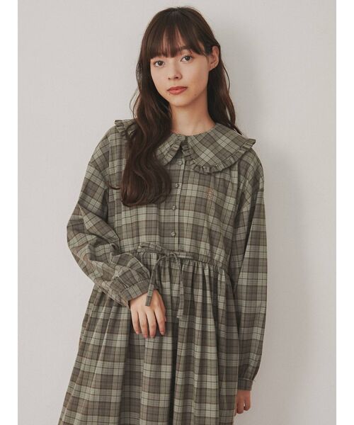 セール】bear刺繍チェックワンピース（ワンピース）｜merry jenny