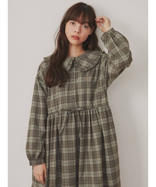 merry jenny（メリージェニー）の「bear刺繍チェックワンピース（ワンピース・レディース・イエロー/ブルー/キャメル・FREE）」の14枚目の写真