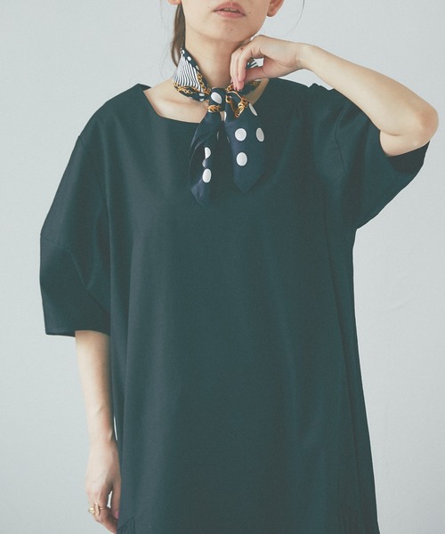 and R（アンドアール）の「サイドギャザーマキシワンピース（ワンピース・レディース・オフホワイト/ブラック・FREE）」の5枚目の写真