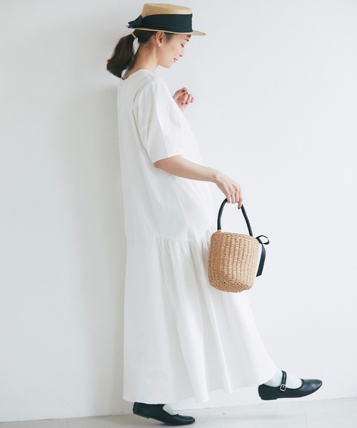 and R（アンドアール）の「サイドギャザーマキシワンピース（ワンピース・レディース・オフホワイト/ブラック・FREE）」の8枚目の写真