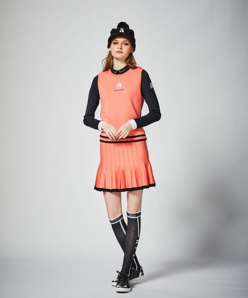 アルチビオ　★　ニットベスト 最新 アルチビオ ニット ベスト ピンク バイカラー ブラック ゴルフ