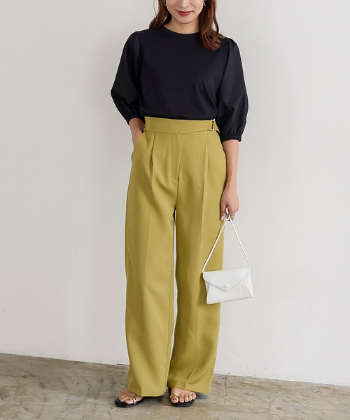 KOBE LETTUCE（コウベレタス）の「前後2way異素材切り替えトップス[C6352]（Tシャツ/カットソー・レディース・ホワイト/ブラウン/ブラック・FREE）」の5枚目の写真